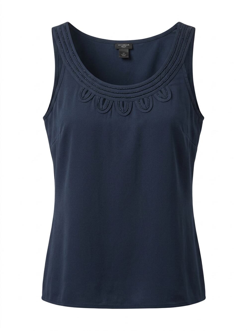 Ann Taylor Blue Beaded Neckline Tank Top Women Petite See Measurements